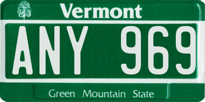 VT license plate ANY969