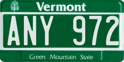 VT license plate ANY972