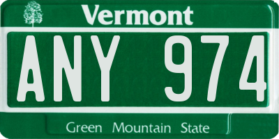 VT license plate ANY974