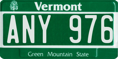 VT license plate ANY976
