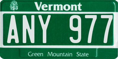 VT license plate ANY977