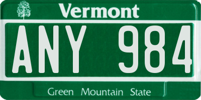 VT license plate ANY984