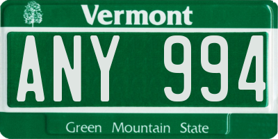 VT license plate ANY994