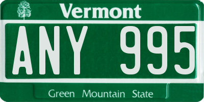 VT license plate ANY995