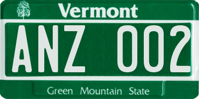 VT license plate ANZ002