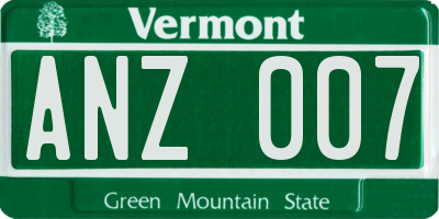 VT license plate ANZ007