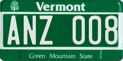 VT license plate ANZ008