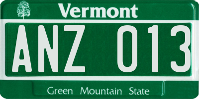 VT license plate ANZ013