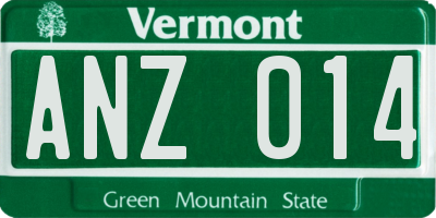 VT license plate ANZ014