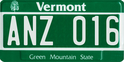 VT license plate ANZ016