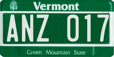 VT license plate ANZ017