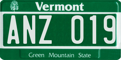 VT license plate ANZ019