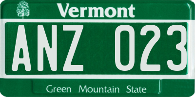 VT license plate ANZ023