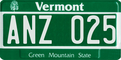 VT license plate ANZ025