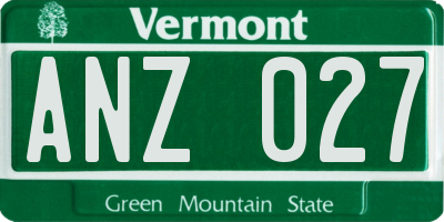 VT license plate ANZ027