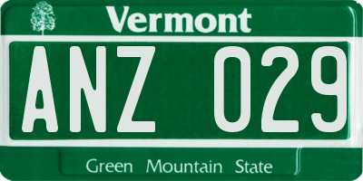 VT license plate ANZ029