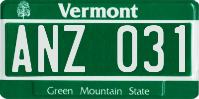 VT license plate ANZ031