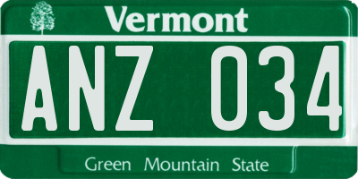VT license plate ANZ034