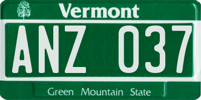 VT license plate ANZ037