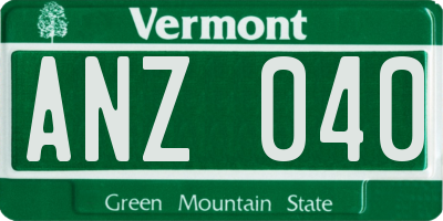 VT license plate ANZ040