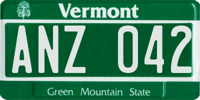 VT license plate ANZ042