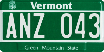 VT license plate ANZ043