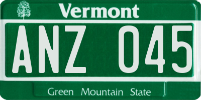 VT license plate ANZ045