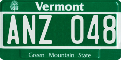 VT license plate ANZ048