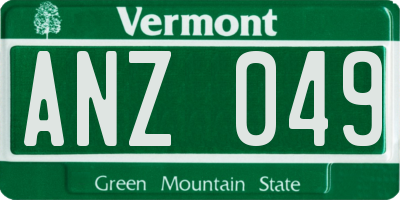 VT license plate ANZ049