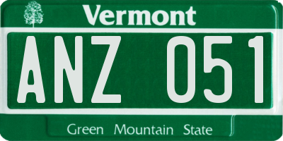 VT license plate ANZ051