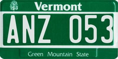 VT license plate ANZ053