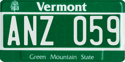 VT license plate ANZ059