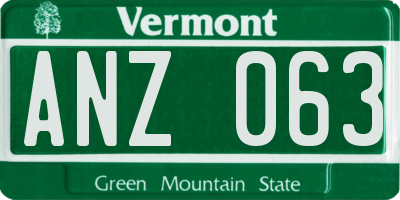 VT license plate ANZ063