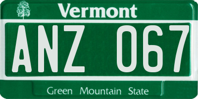 VT license plate ANZ067
