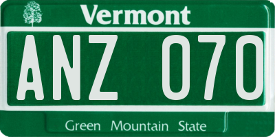 VT license plate ANZ070