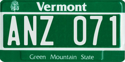 VT license plate ANZ071