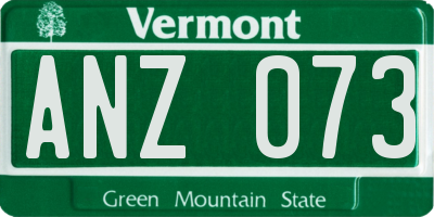 VT license plate ANZ073