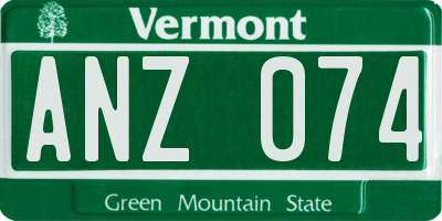VT license plate ANZ074