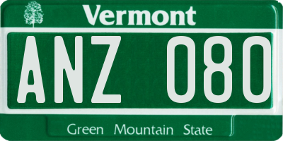 VT license plate ANZ080