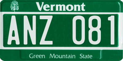 VT license plate ANZ081