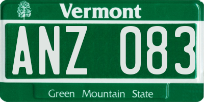 VT license plate ANZ083