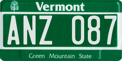 VT license plate ANZ087