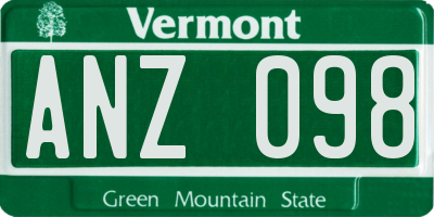 VT license plate ANZ098