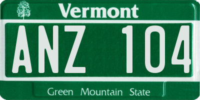 VT license plate ANZ104