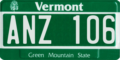 VT license plate ANZ106