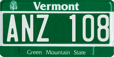 VT license plate ANZ108