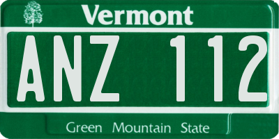 VT license plate ANZ112