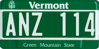 VT license plate ANZ114