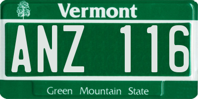 VT license plate ANZ116