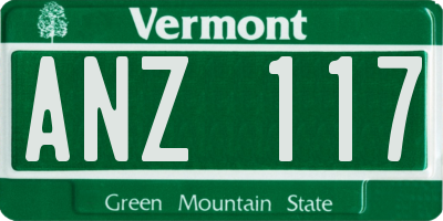 VT license plate ANZ117